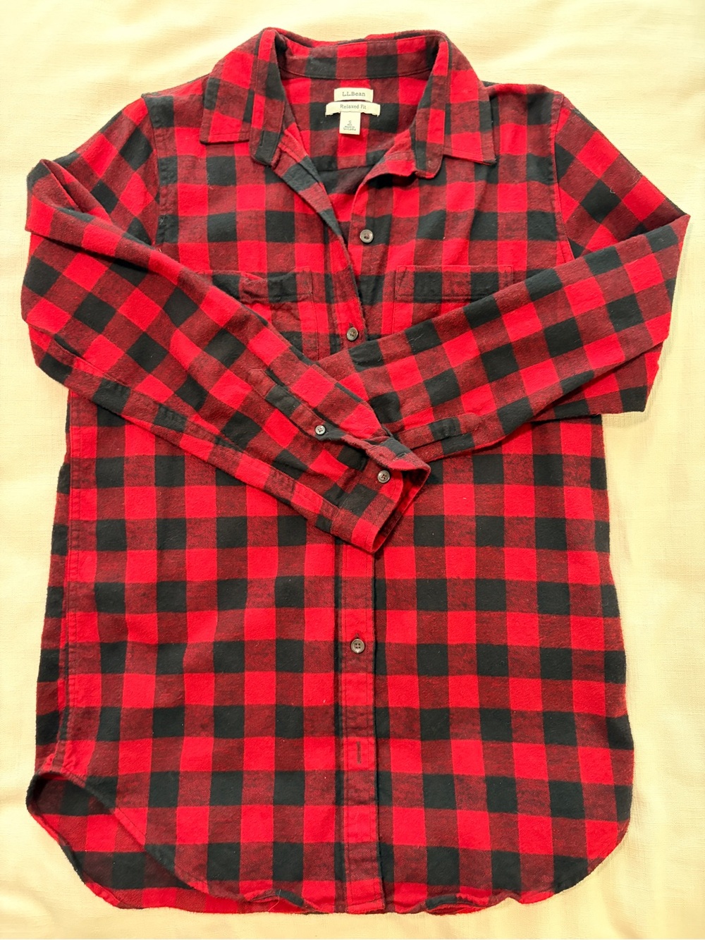 LL Bean Women’s Long Flannel Tunic Top SZ SM